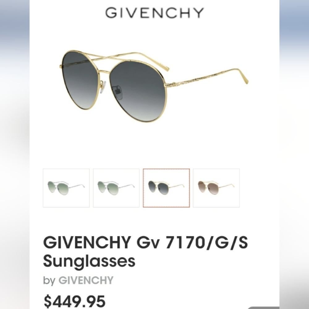 GIVENCHY 7170/G/S Aviator Sunglasses Gold Frame / Gradient Grey L…